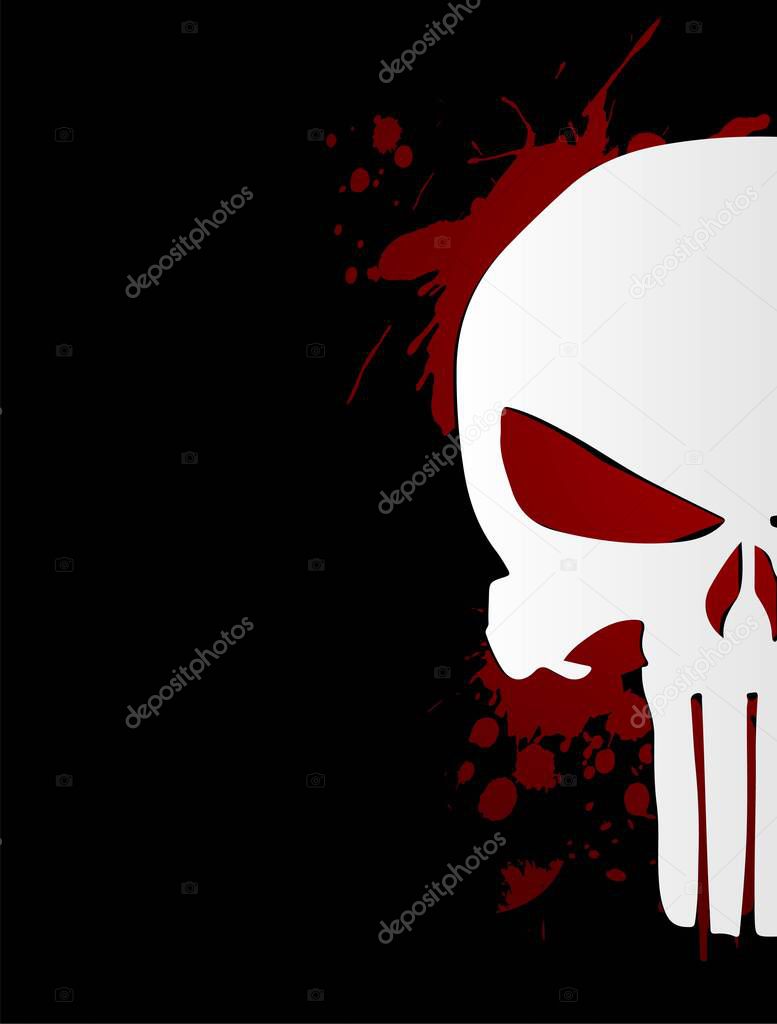 Art skull and Bones icon punisher. Element of crime and punishment style illustration, T-Shirt graphics design famous, vector design icon isolated