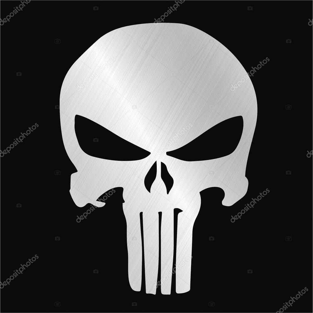 Art skull and Bones icon punisher. Element of crime and punishment style illustration, T-Shirt graphics design famous, vector design icon isolated