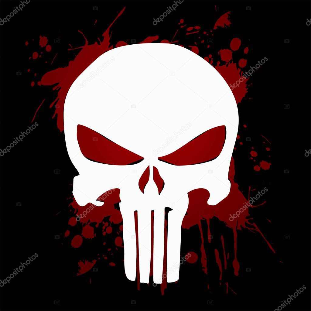 Art skull and Bones icon punisher. Element of crime and punishment style illustration, T-Shirt graphics design famous, vector design icon isolated