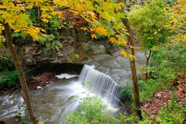 Indian Run Falls Park Podzim Dublin Ohio — Stock fotografie