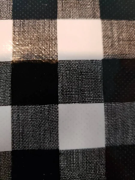 Vzor Ubrusu Polyesterové Černé Bílé Šachovnice — Stock fotografie