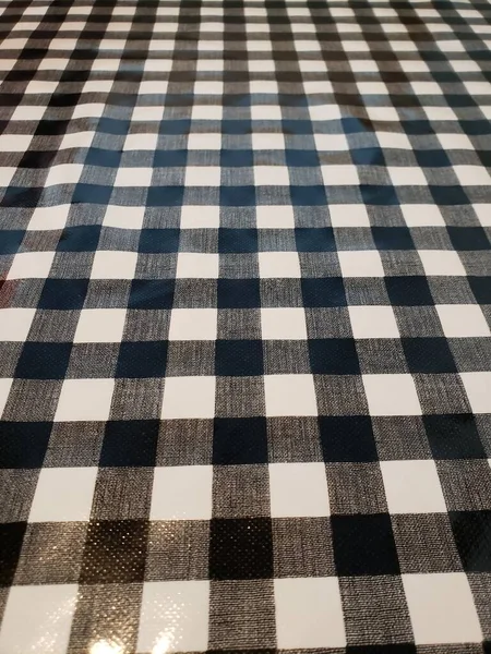 Padrão Toalha Mesa Poliéster Preto Branco Checkerboard — Fotografia de Stock