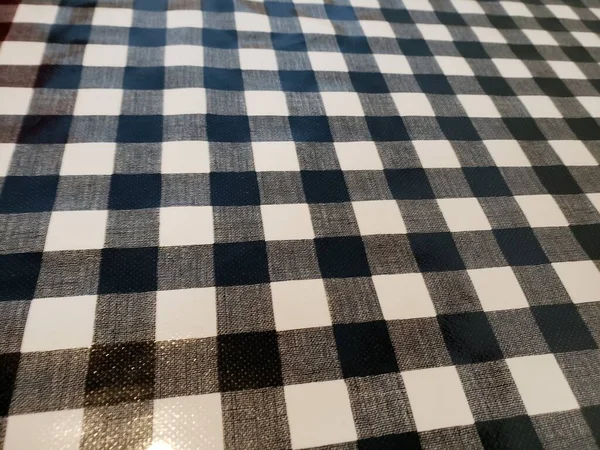 Poliészter Fekete Fehér Checkerboard Asztalterítő Minta — Stock Fotó