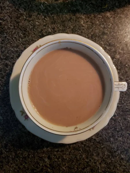 Kopje Koffie Met China Dat Rose Patronen Heeft — Stockfoto