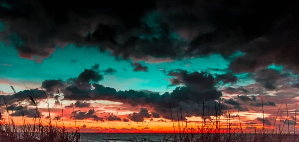 Salida Del Sol Colorido Jetty Park Fort Pierce Florida — Foto de Stock