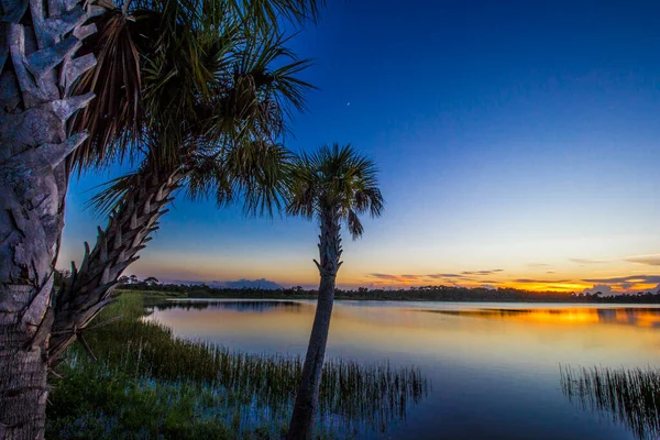 Colorful Sunset Lake Zobel George Lestrange Preserve Fort Pierce Florida — Stock Photo, Image