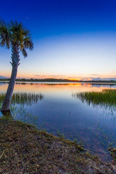佛罗里达州皮尔斯堡George Lestrange保护区Zobel湖上色彩斑斓的日落 — 图库照片