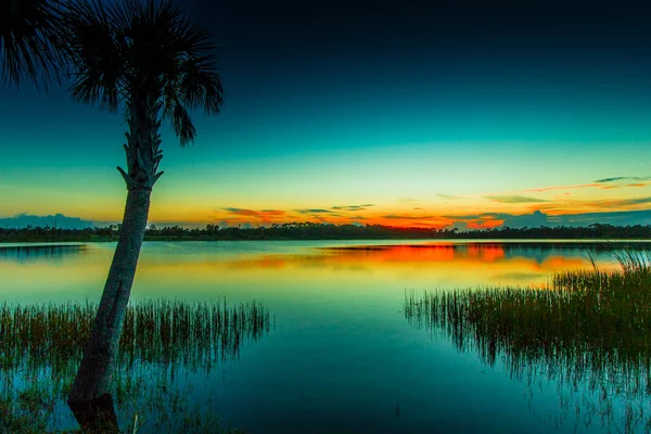 Colorido Atardecer Sobre Lago Zobel George Lestrange Preserve Fort Pierce —  Fotos de Stock