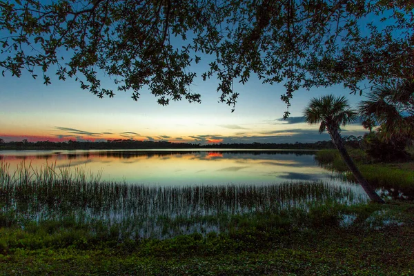 Colorful Sunset Lake Zobel George Lestrange Preserve Fort Pierce Florida — Stock Photo, Image