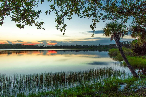 Pôr Sol Colorido Sobre Lake Zobel George Lestrange Preserve Fort — Fotografia de Stock