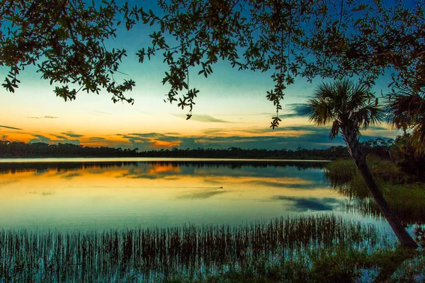 Colorido Atardecer Sobre Lago Zobel George Lestrange Preserve Fort Pierce — Foto de Stock