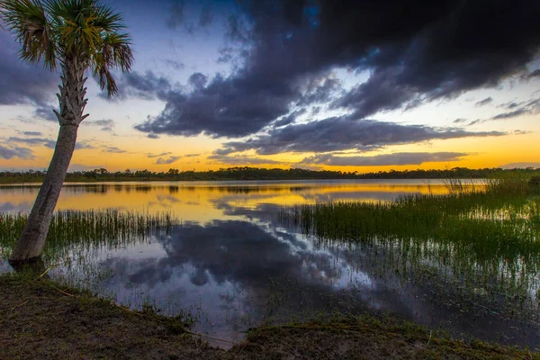 Pôr Sol Colorido Sobre Lake Zobel George Lestrange Preserve Fort — Fotografia de Stock