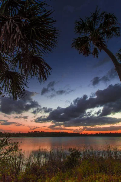 Colorido Atardecer Sobre Lago Zobel George Lestrange Preserve Fort Pierce — Foto de Stock