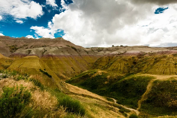 Sárga Dombok Kilátással Vadvidék Nemzeti Park Dél Dakota — Stock Fotó