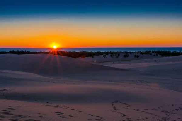 Puesta Sol Silver Lake Sand Dunes Michigan — Foto de Stock