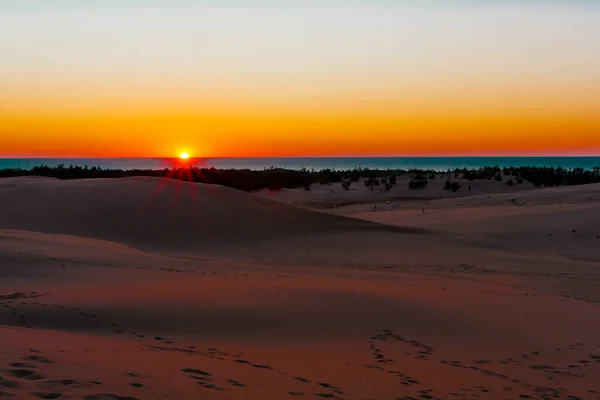 Puesta Sol Silver Lake Sand Dunes Michigan — Foto de Stock