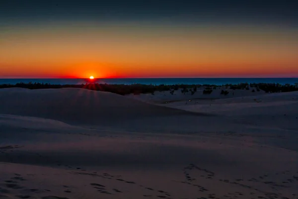 Solnedgång Vid Silver Lake Sand Dunes Michigan — Stockfoto