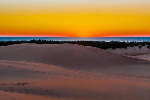 Puesta Sol Silver Lake Sand Dunes Michigan — Foto de Stock