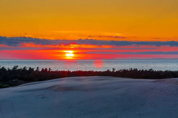 Solnedgång Vid Silver Lake State Park Michigan Sommaren — Stockfoto