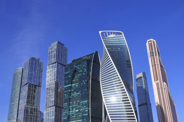 Şehirdeki gökdelenler. Moskova 'nın finans merkezi