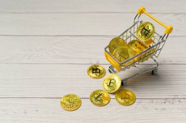 Kripto para birimi bitcoin gelecek madeni para, bitcoin madencilik ve Teknoloji küresel ağ bağlantıları kavramı