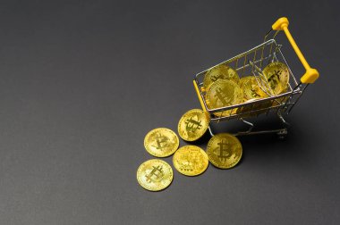 Kripto para birimi bitcoin gelecek madeni para, bitcoin madencilik ve Teknoloji küresel ağ bağlantıları kavramı