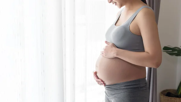 Joven Mujer Embarazada Hermosa Hogar Maternidad Concepto Cuidado Del Embarazo —  Fotos de Stock