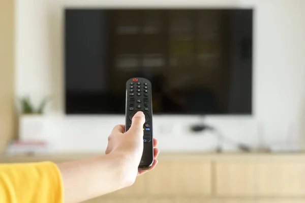 Close Hand Holding Remote Controller — Stock fotografie