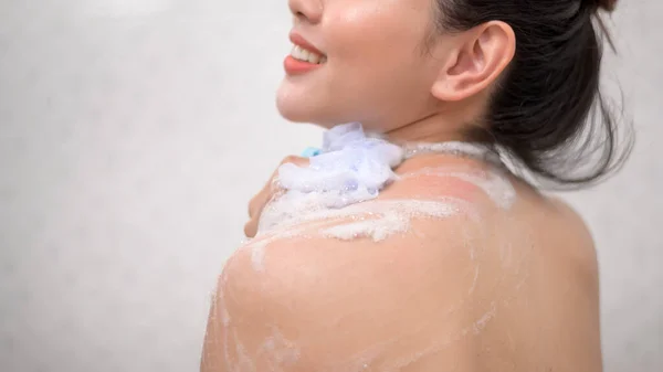 Happy Beautiful Woman Taking Shower — ストック写真