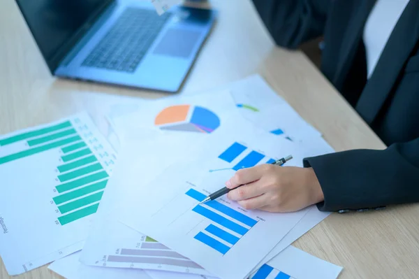 Top View Documents Analytics Data Lying Table Selective Focus — стоковое фото