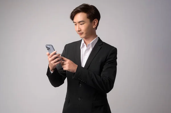 Young Businessman Wearing Suit White Background Studio — Stock Photo, Image