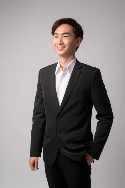 Young Businessman Wearing Suit White Background Studio — стоковое фото