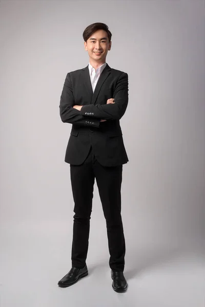 Young Businessman Wearing Suit White Background Studio — Zdjęcie stockowe