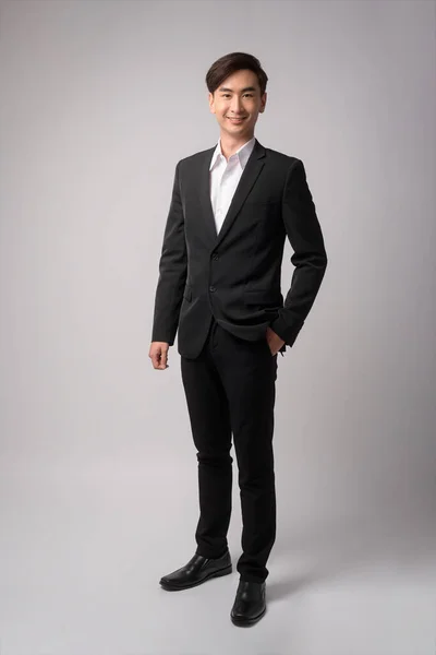 Young Businessman Wearing Suit White Background Studio — Zdjęcie stockowe
