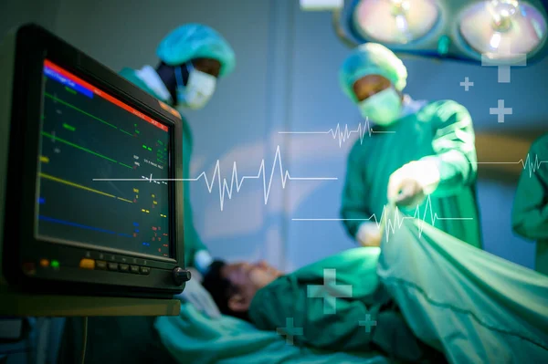 Ameliyathanedeki Ölü Hasta Profesyonel Doktorlar Ekibi Bir Adamın Hayatını Kurtaramıyor — Stok fotoğraf