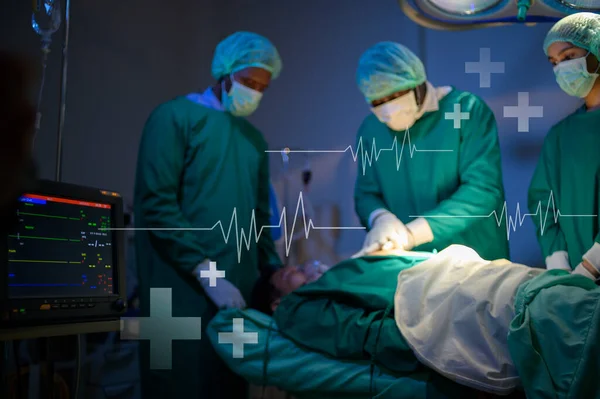 Professional Doctors Operating Room Making Cpr Use Defibrillator Electrical Device — Stock Photo, Image