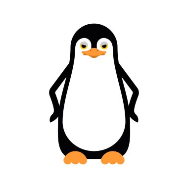 Çizgi film Penguen izole edildi. Uçamayan deniz kuşu. vektör illüstrasyonu