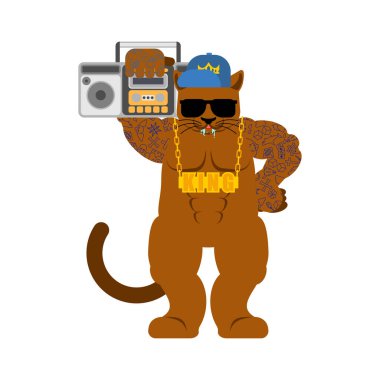 Cat Gangsta izole edilmiş. Sokak suçluları çetesinin kızgın kabadayı üyesi. Dövmeler ve silahlar, altın zincir ve silah.