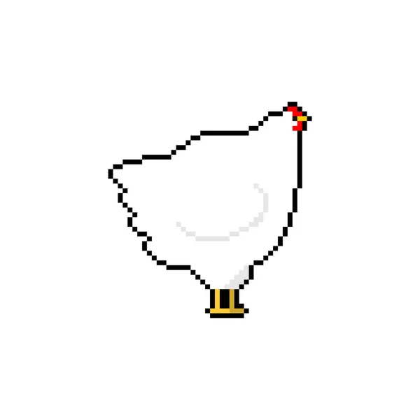 Gallina Pixel Art Pollo Pixelato Fattoria Uccello Bit — Vettoriale Stock