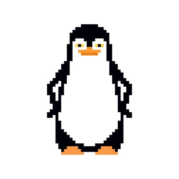 Arte Píxeles Pingüino Aves Marinas Sin Vuelo Pixeladas Bit Vector — Vector de stock