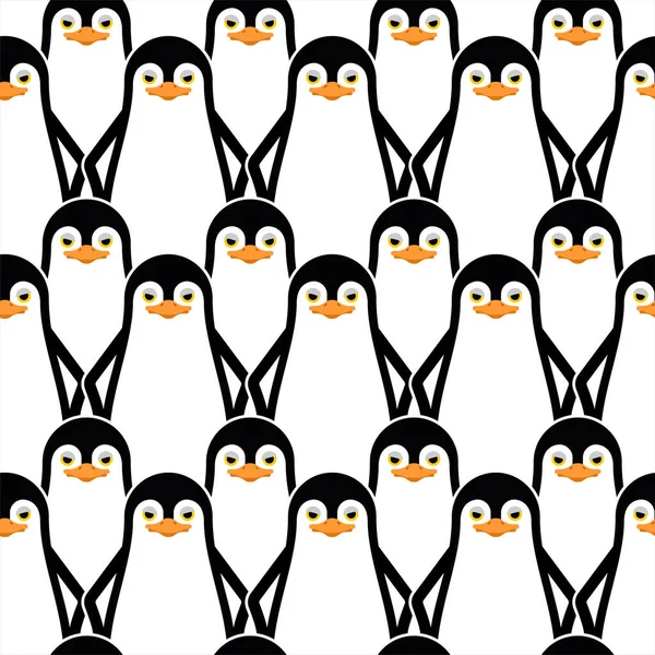 Penguen desenleri kusursuz. Uçamayan deniz kuşu arkaplanı. Vektör dokusu. Bebek kumaşı süsü.