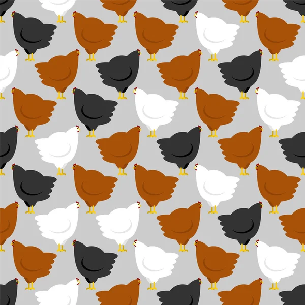 Patrón Gallina Sin Costuras Fondo Pollo Textura Ave Granja — Vector de stock