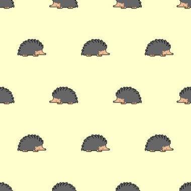 Kirpi pikseli desenleri kusursuz. Vücut zemininde iğneler olan küçük bir hayvan. 8 bit doku