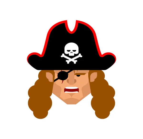 Capul Pirat Izolat Filibuster Face Ilustrație Vectorială — Vector de stoc