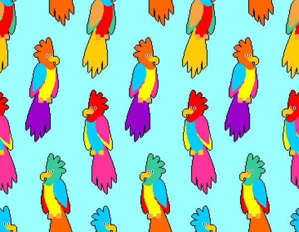 Папуга Піксель Художній Візерунок Безшовний Піксель Говорячий Птах Піратського Фону — стоковий вектор