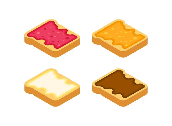 Toast Mit Marmeladenset Vorhanden Illustration Von Nahrungsmittelvektoren — Stockvektor