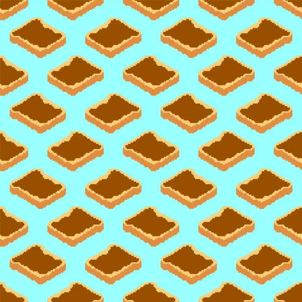Toast Chocolate Spread Pixel Art Pattern Seamless 8Bit Texture Piece — Stock Vector