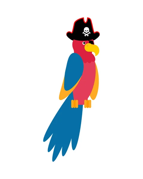Parrot Pirate Isolated Cartoon Talking Bird Pirate Vector Illustration — Stock Vector
