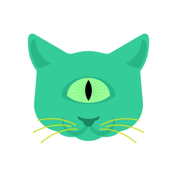 Alien Aux Yeux Chat Animal Monstre Vert — Image vectorielle