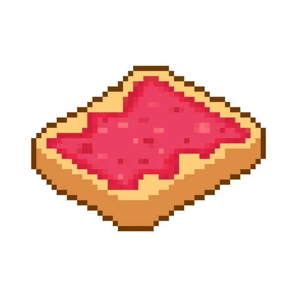Тост Піксельним Мистецтвом Полуничного Джему Піксель Хліб Шматочок Біт Векторні — стоковий вектор